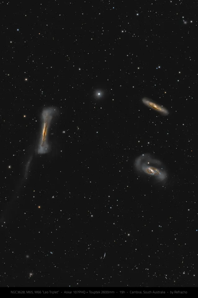 Leo Triplet (M65, M66, NGC 3628) – astrophotography by Junrui Ye