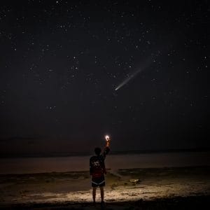 Comet C/2023 A3 (Tsuchinshan-ATLAS) Comet C/2023 A3 Tsuchinshan-ATLAS with tail – astrophotography by Junrui Ye