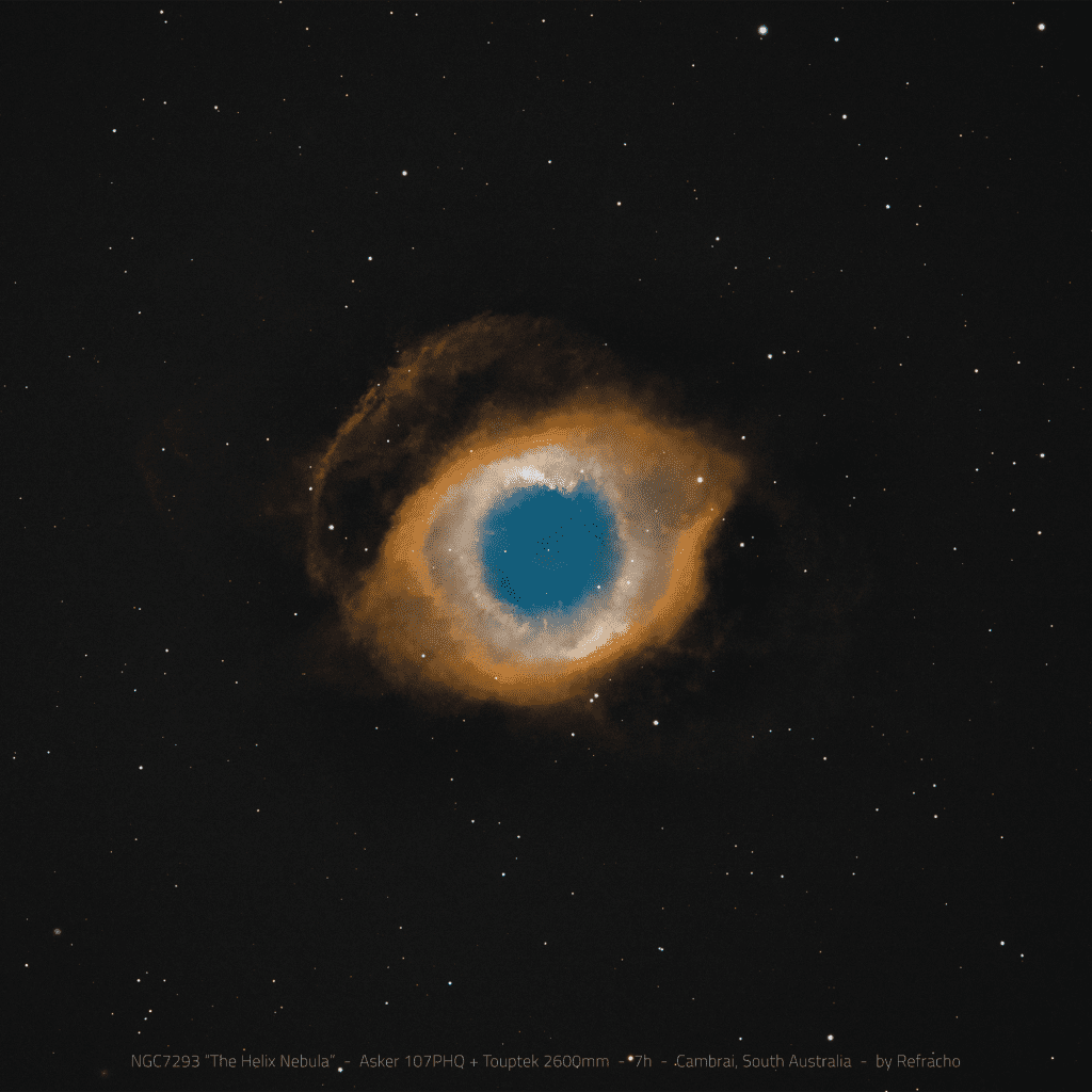 Helix Nebula (NGC 7293) “Eye of God” – astrophotography by Junrui Ye