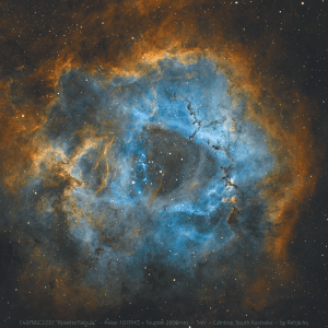 Rosette Nebula (NGC 2237) stellar nursery – astrophotography by Junrui Ye