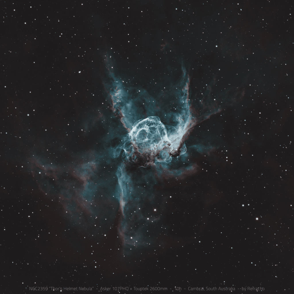 Thor’s Helmet Nebula (NGC 2359) – astrophotography by Junrui Ye