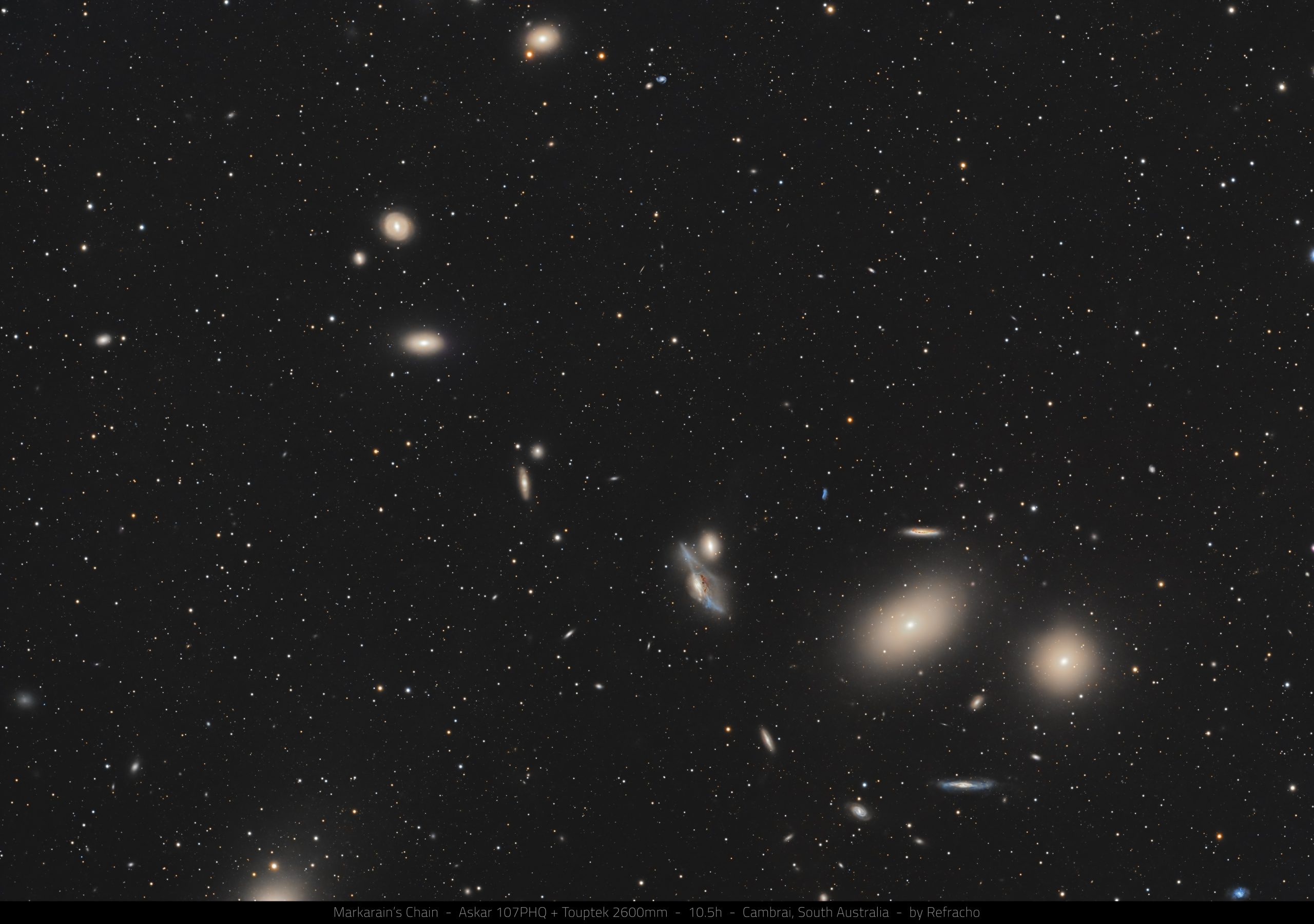 Markarian’s Chain galaxy cluster – astrophotography by Junrui Ye