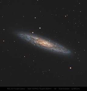 Sculptor Galaxy (NGC 253) starburst galaxy – astrophotography by Junrui Ye