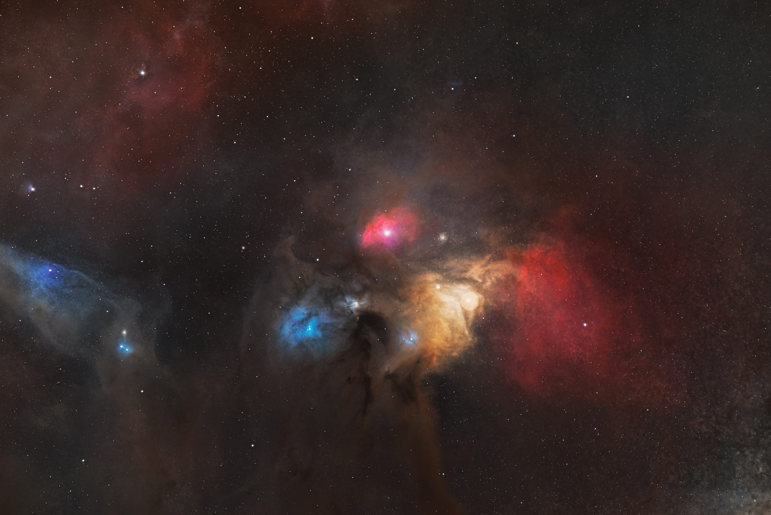 Rho Ophiuchi Complex, 2025.5.22 Rho Ophiuchi complex in vivid color – astrophotography by Junrui Ye