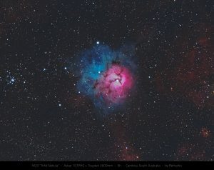 Trifid Nebula (M20) emission and reflection nebula – astrophotography by Junrui Ye
