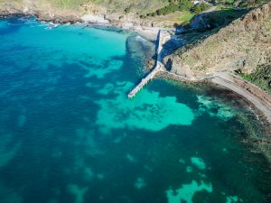 Aerial view of the jetty at Second Valley, South Australia – landscape photography by Junrui Ye