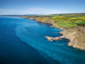 Aerial view of the rugged coastline at Second Valley, South Australia – landscape photography by Junrui Ye