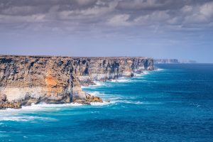 Bunda Cliffs Coastal Landscape, Great Australian Bight – South Australia Panoramic view of Bunda Cliffs showing eroded limestone sea cliffs and deep blue Southern Ocean along the Great Australian Bight, South Australia