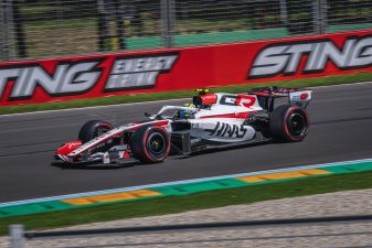 Oliver Bearman driving Formula 1 car on track in Melbourne