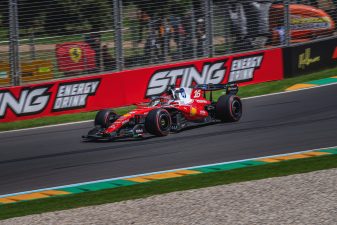 Charles Leclerc driving Ferrari Formula 1 car on track in Melbourne