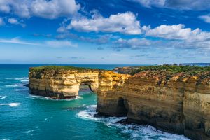 Island Arch sea arch and limestone cliffs at Loch Ard Gorge on the Great Ocean Road