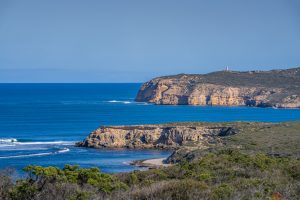 Cape Spencer Coastal View, Innes National Park Looking across the rugged coastline toward Cape Spencer Lighthouse from the Cape Spencer coastal area in Innes National Park, Yorke Peninsula.